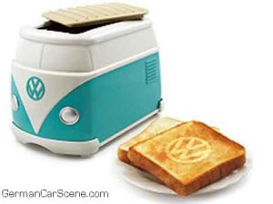 Who could resist this adorable VW Bus toaster which imprints the VW logo on your bread. Any Baby Boomer would love it.