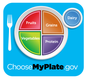 This MyPlate illustration shows what should be on your plate and in what proportions. 