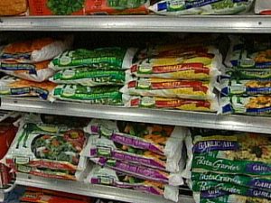 Packages of frozen vegetables are picked and processed at their peak of flavor.