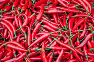 Red chili peppers are the most common used in making chili. But there are many other varieties with varying levels of “heat.”