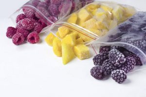 Popular frozen fruit to use in smoothies are raspberries, pineapple and blackberries.
